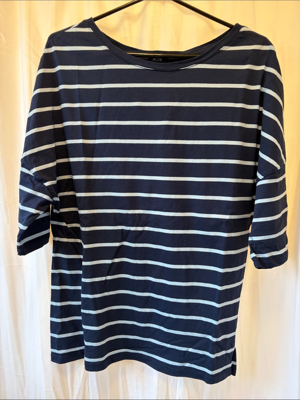 Jacob Women’s Navy and Light Blue Striped Short Sleeve Tee